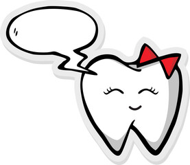 vector set of cute cartoon tooth with speech bubble on paper background .Vector illustration