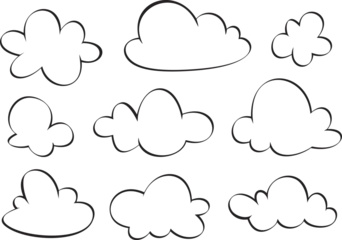 Behangcirkel Set of Hand Drawing Clouds,Vector illustration © dinvector