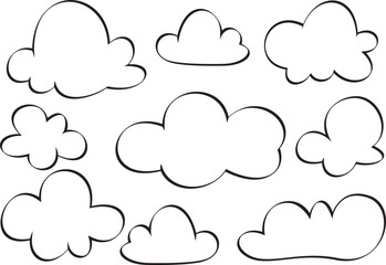 Set of Hand Drawing Clouds,Vector illustration