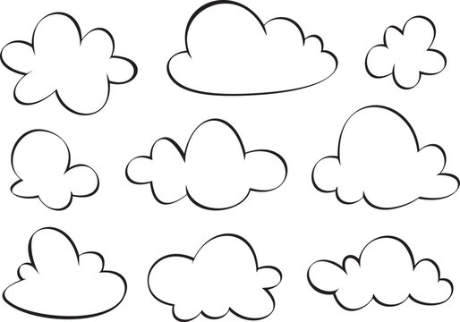 Set of Hand Drawing Clouds,Vector illustration