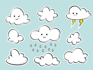 Fototapeta premium Cute Smiling Cloud with Colorful Rain Drops