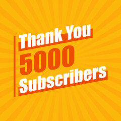 Thanks 5000 subscribers, 5K subscribers celebration modern colorful design. - obrazy, fototapety, plakaty