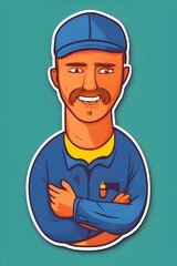 Fototapeta premium This illustration depicts mechanic at work. The illustration has a vibrant, primary color scheme that projects professionalism and modernity.
