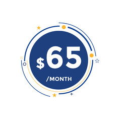 65 dollar price tag. 65$ dollar USD price symbol. price 65 Dollar sale banner in USD. Business or shopping promotion marketing concept
