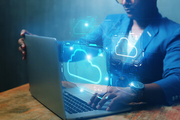 Business men select the technology data of the financial business, finance, uncle and capital by...