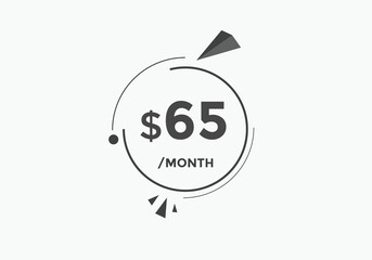 65 dollar price tag. 65$ dollar USD price symbol. price 65 Dollar sale banner in USD. Business or shopping promotion marketing concept
