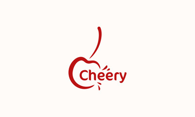 illustration vector graphic logo designs, combination logotype cheer and cherry fruit, modern minimalist style