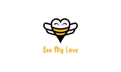 illustration vector graphic logo designs, pictogram logo combination bee and love shape