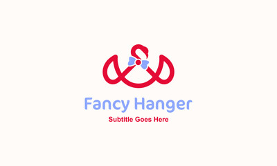 illustration vector graphic logo designs, pictogram logo combination swan and hangers with bow tie, simple modern style