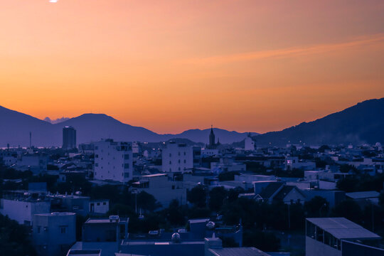 Cityscape of Da Nang, Vietnam during sunset