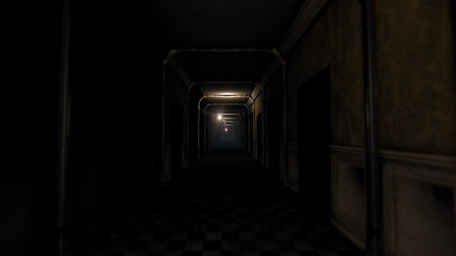 Old Hotel Corridor Horror Scene