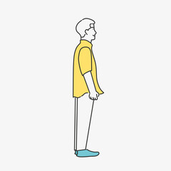 young man looking forward from the side illustration 