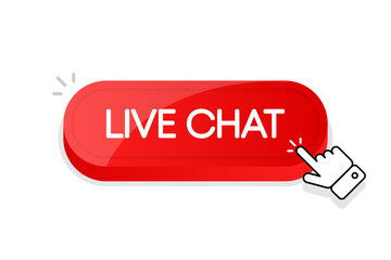Live Chat 3d button. Mouse touched button. Vector illustration.