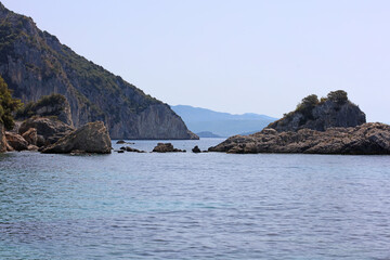 Beautiful Parga beach exploring Greece summer holidays background high quality big size print