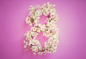 March 8th, International Woman's Day floral background.