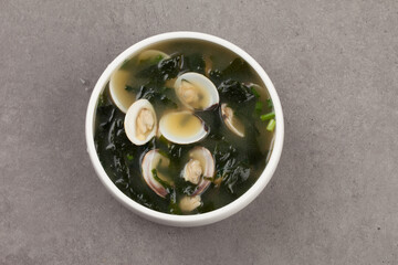 Seaweed soup, soup, seaweed, shellfish, food, Korean food, chopsticks, bowl, ingredients, cooking,미역국 ,국,  미역, 조개, 음식, 한식 ,젓가락 ,그릇 ,식재료, 요리,
