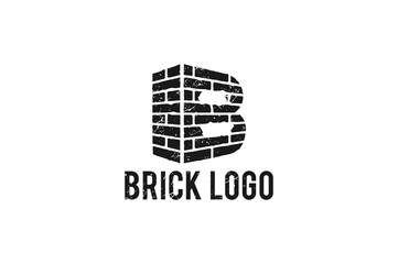 Brick logo design initial letter B icon symbol building brick work construction symbol