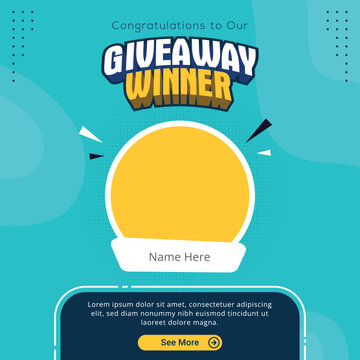 Giveaway winner banner congratulation greeting for social media post template