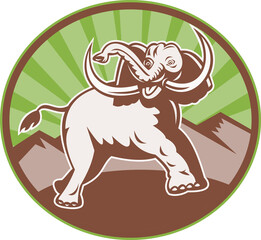 Obraz premium Elephant Giant Tusk Side Retro Circle