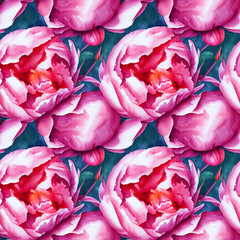 Floral seamless pattern. Vintage peony background. Hand drawn watercolor illustration.