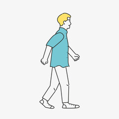 young man walking from the side illustration aesthetic 
