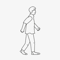 young man walking from the side illustration aesthetic 