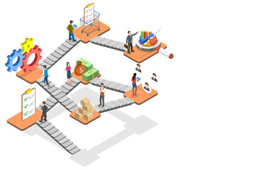 Obraz premium 3D Isometric Flat Conceptual Illustration of ERP - Enterprise Resource Planning.