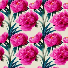Tuinposter Floral seamless pattern. Vintage peony background. Hand drawn watercolor illustration. © helen_f