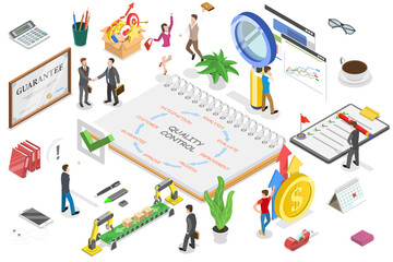 3D Isometric  Conceptual Illustration of Quality Control.