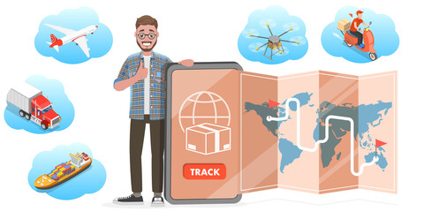 Fototapeta 3D  Conceptual Illustration of Online Delivery Tracking. obraz
