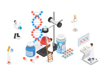 Fototapeta 3D Isometric Flat  Conceptual Illustration of Pharmacology. obraz
