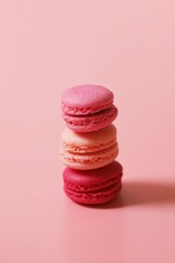 Colorful of sweet French macaroons on pastel color background,copy space.