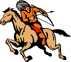 Fototapeta American Indian Riding Horse Bow And Arrow obraz