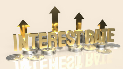 Fototapeta The gold text  interest rate and coins for business concept 3d rendering obraz