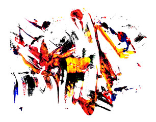 Chaotic and furious brushstrokes of acrylic and gouache paint