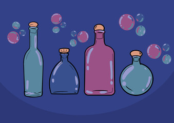 colored bottles illustration