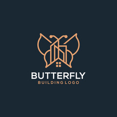 Butterfly building logo design combination