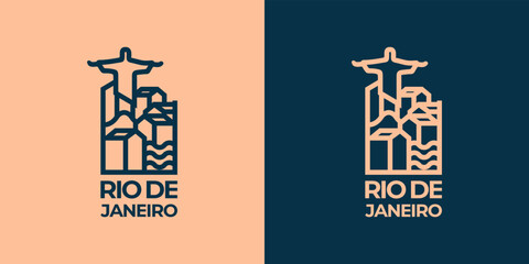 Rio de janeiro line art landscape logo design inspiration