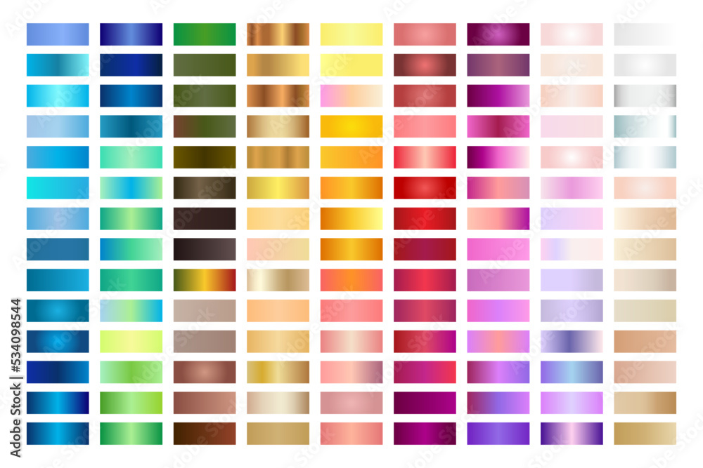 Wall mural metal gradient collection of color swatches palette.