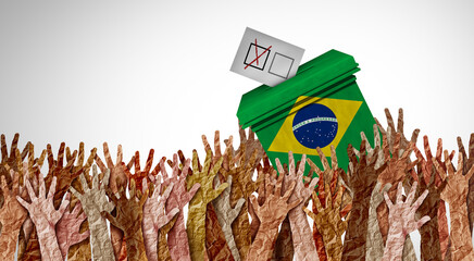 Fototapeta Brazilian election and Brazil vote or South American voters voting in Brasil for a president obraz