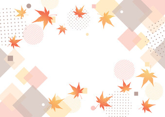 紅葉と幾何学模様のおしゃれな背景