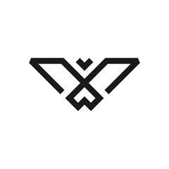 abstract black line bird logo vector stock illustration