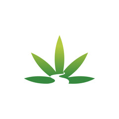 green leaves and river logo vector stock illustration