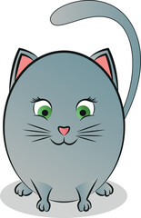 Abstract sticker images of a rounded cute cat.