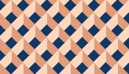 Geometric Pattern Pixel Art with cream, pastel and blue color, can be used as wallpaper and background.