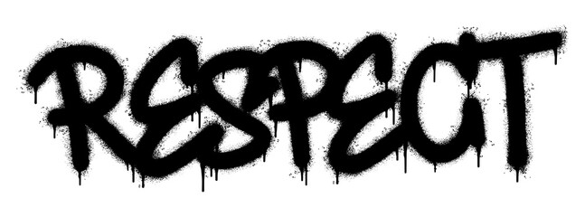 Spray Painted Graffiti Respect Word Sprayed isolated with a white background. graffiti font Respect with over spray in black over white. Vector illustration.