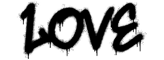 Spray Painted Graffiti love Word Sprayed isolated with a white background. graffiti font love with over spray in black over white. Vector illustration. © Doa Bunda