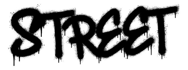 Spray Painted Graffiti Street Word Sprayed isolated with a white background. graffiti font Street with over spray in black over white. Vector illustration.