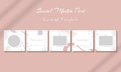 Social media carousel feed post template with abstract background
