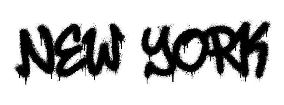 Spray Painted Graffiti new york Word Sprayed isolated with a white background. graffiti font new york with over spray in black over white. Vector illustration.